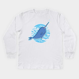 Kawaii narwhal - unicorn of the sea Kids Long Sleeve T-Shirt